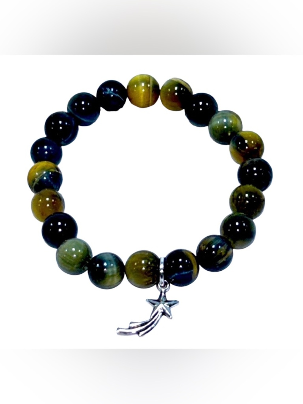 Handmade Shooting Star Charm Bracelet with Natural Tiger Eye Stones!